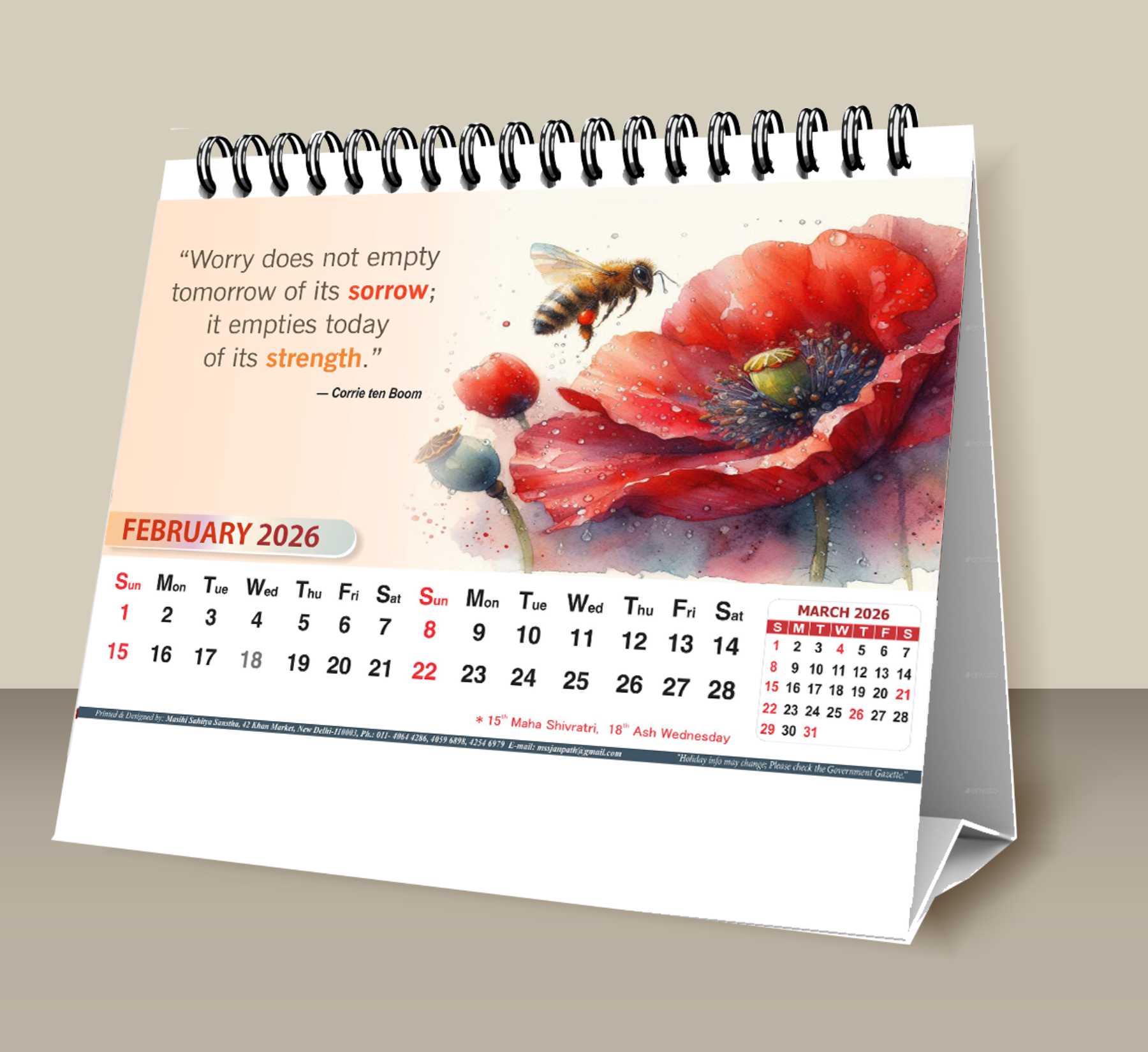 Desk Planner (General Picture) Calendar 2026