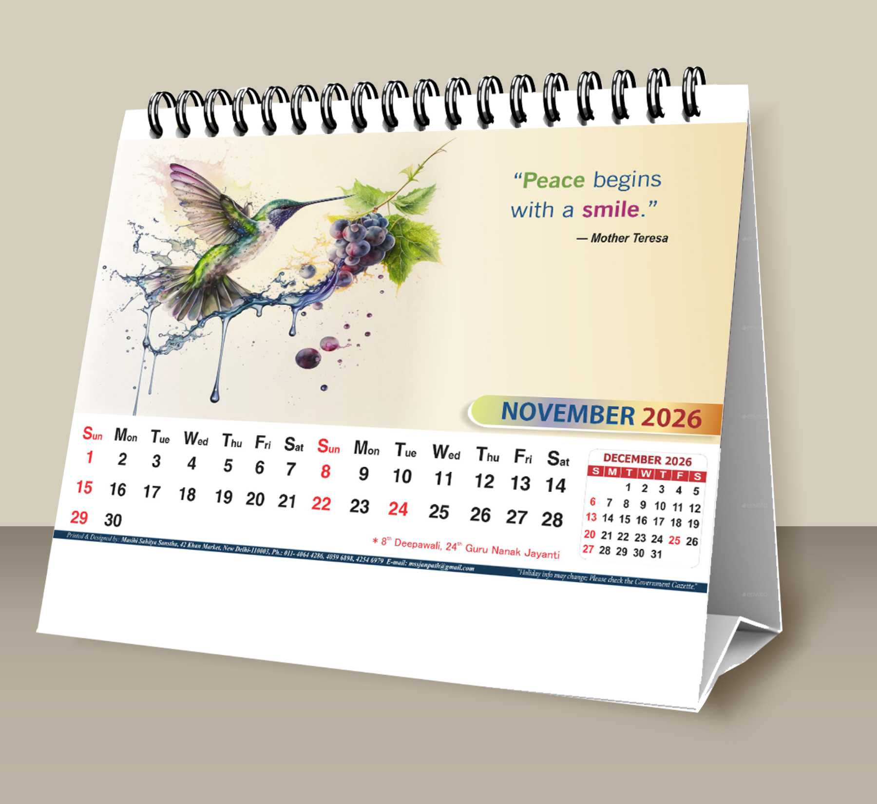 Desk Planner (General Picture) Calendar 2026